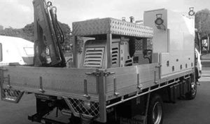 Image of a Mobile Energy Australia air compressor mounted on a service vehicle 